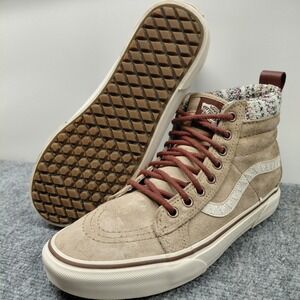 Vans Sk8 Hi MTE Shoes Men 7 Womens 8.5 Brown Tan Plaid All Weather Sneaker Lace